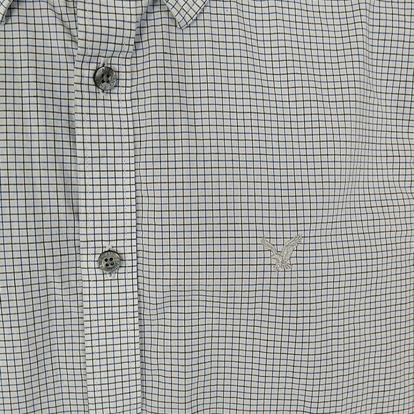 American Eagle Outfitters Mens L Shirt White Checked Slim Fit Button Up Long Slv - Picture 5 of 10